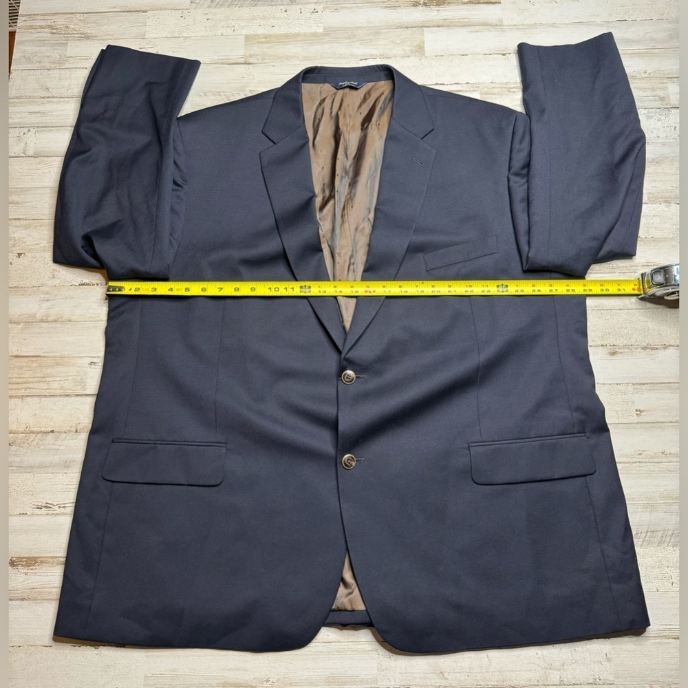 Joseph & Feiss Gold 54R Navy Blue 100% Wool Gold Button Blazer Jacket Sport Coat - Picture 4 of 11